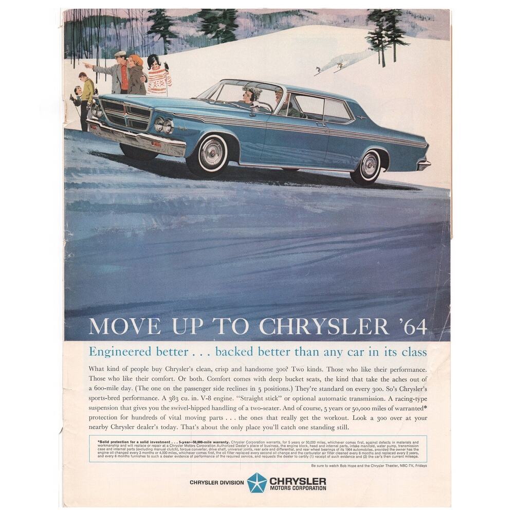 Chrysler / Coca Cola Magazine Advertisement Vintage Automobilia Coke 1964